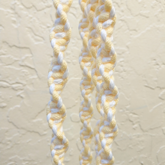 Hand Crafted Macrame Plant Hanger Yellow White Boho Terrarium Necessities - Picture 2 of 16